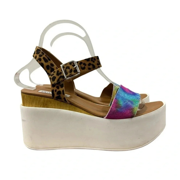 Steve Madden Prestyn Tie Dye & Leopard Platform Sandals 9 - Picture 1 of 9